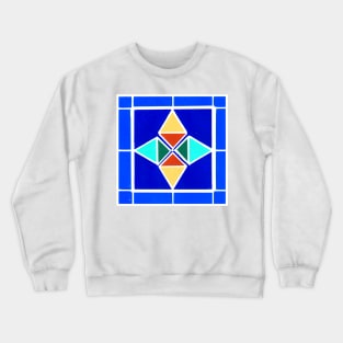 Inverted Stained Glass Crystal Geometric Abstract Acrylic Painting Crewneck Sweatshirt